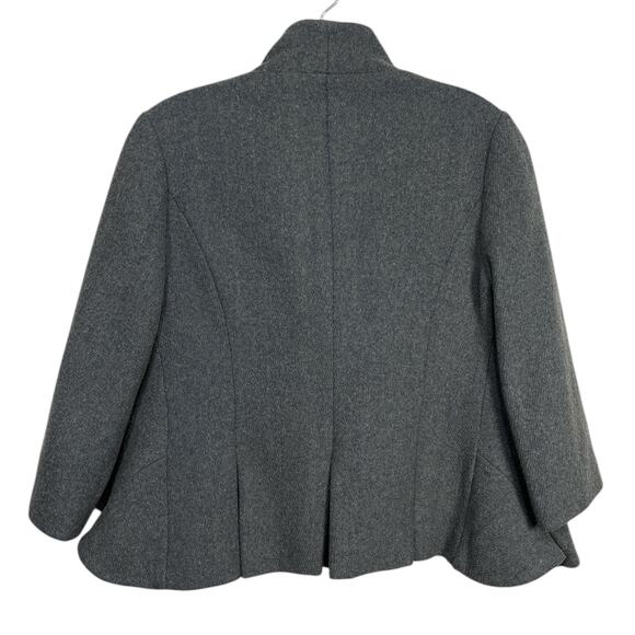 Anthropologie Tabitha Jacket Size 6 Gray Blue Wool Blend Terrace House Ruffle - Picture 5 of 11